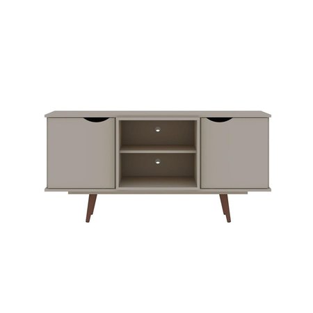 DESIGNED TO FURNISH Hampton TV Stand with 4 Shelves & Solid Wood Legs in Off White, 26.57 x 53.54 x 15.75 in. DE2616295